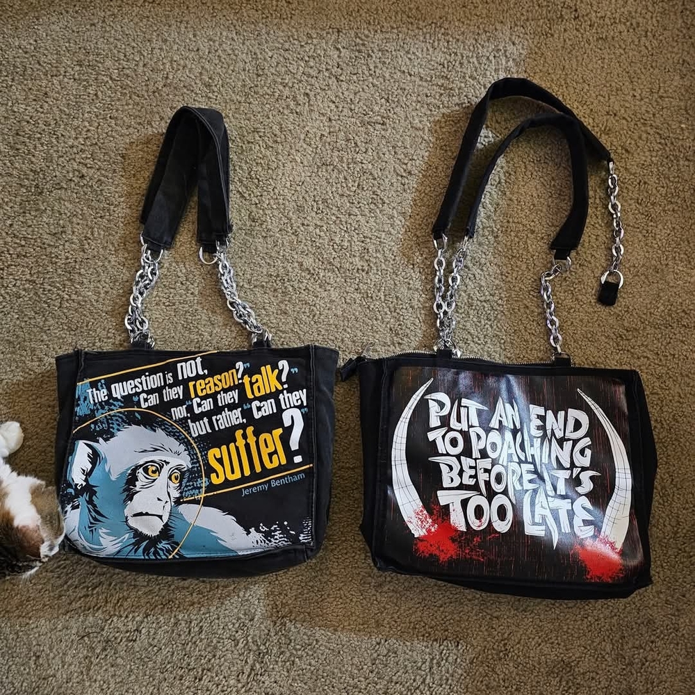 Animal Rights Graphic Tote Bags - Black - image 4
